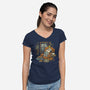 Rainy Day Reading-Womens-V-Neck-Tee-kg07