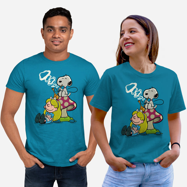 A Beagle In Wonderland-Unisex-Basic-Tee-zascanauta