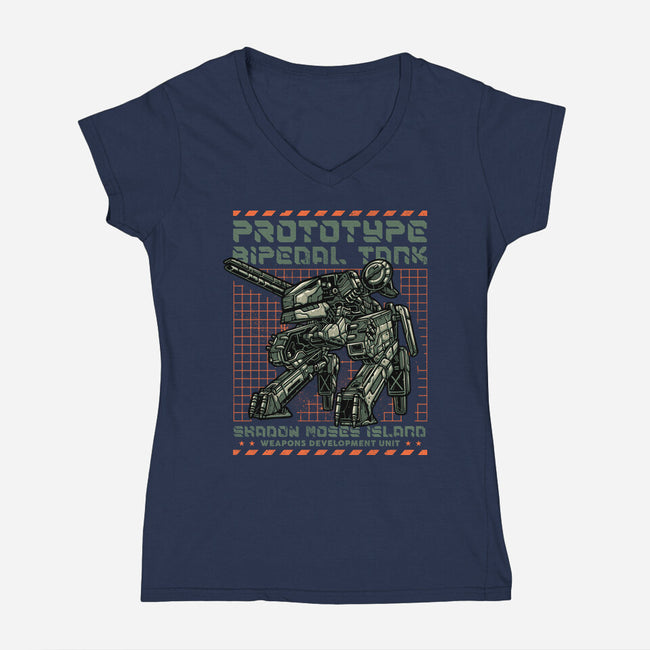 Prototype Bipedal Tank-Womens-V-Neck-Tee-momma_gorilla