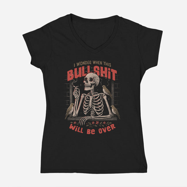 I Wonder When This Will Be Over-Womens-V-Neck-Tee-eduely