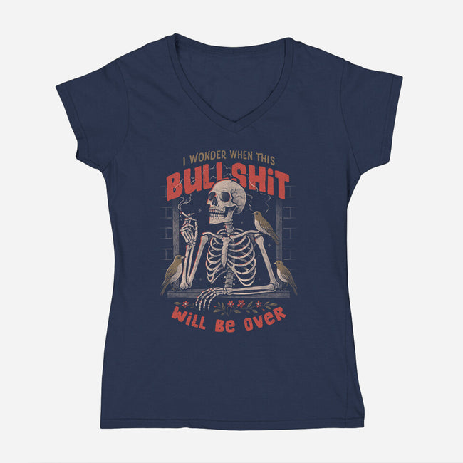 I Wonder When This Will Be Over-Womens-V-Neck-Tee-eduely