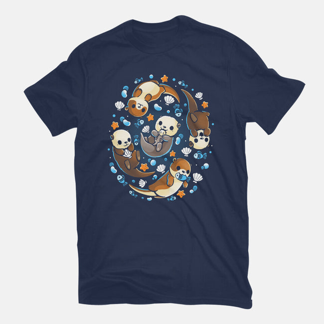 Otter Family-Unisex-Basic-Tee-Vallina84