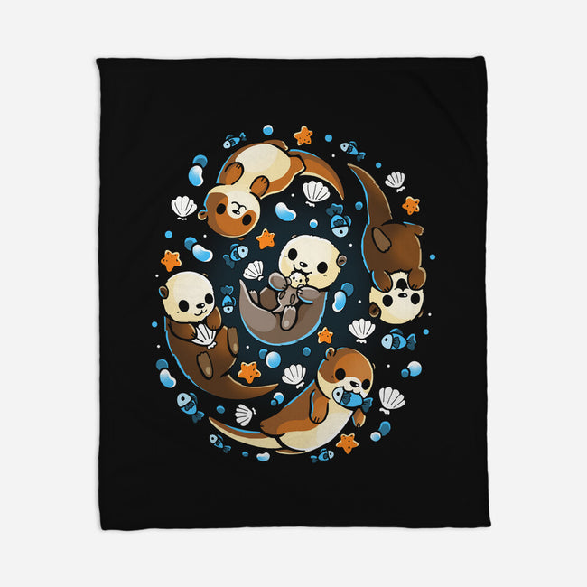 Otter Family-None-Fleece-Blanket-Vallina84
