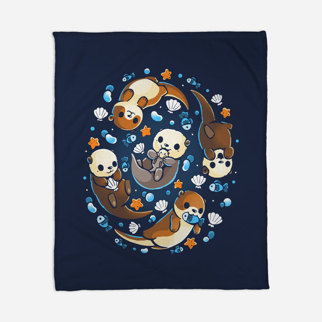Otter Family-None-Fleece-Blanket-Vallina84