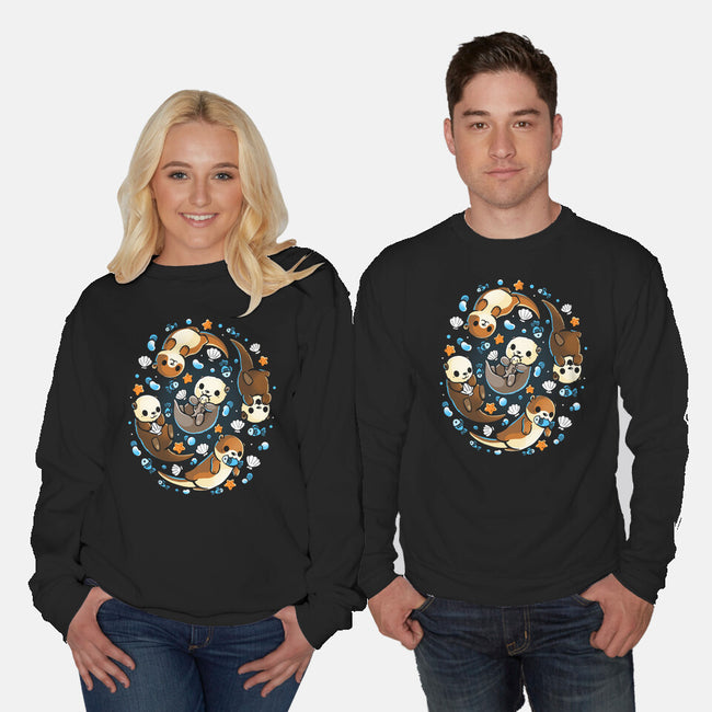 Otter Family-Unisex-Crew Neck-Sweatshirt-Vallina84