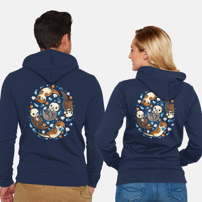 Otter Family-Unisex-Zip-Up-Sweatshirt-Vallina84