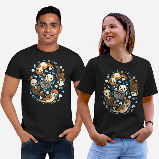 Otter Family-Unisex-Basic-Tee-Vallina84