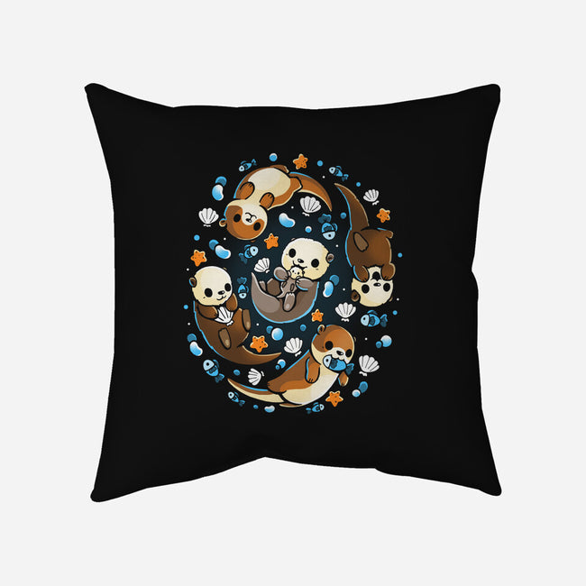 Otter Family-None-Removable Cover w Insert-Throw Pillow-Vallina84