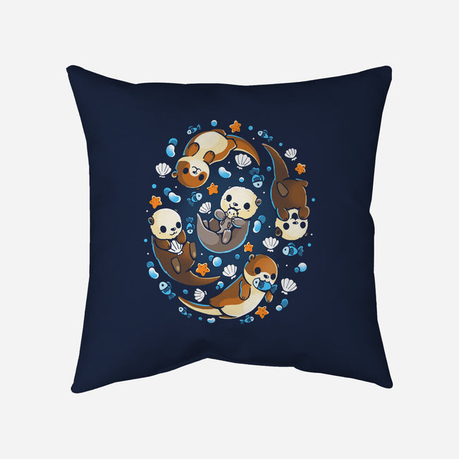 Otter Family-None-Removable Cover w Insert-Throw Pillow-Vallina84