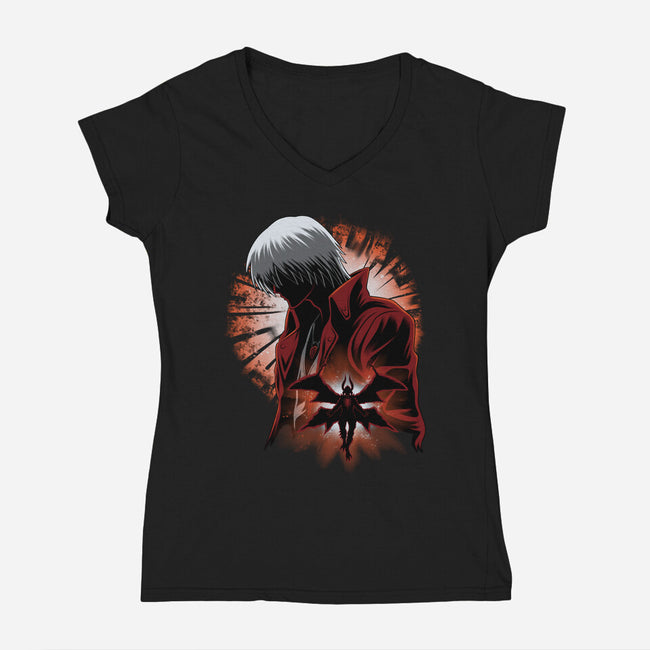 Demon Angel-Womens-V-Neck-Tee-rmatix
