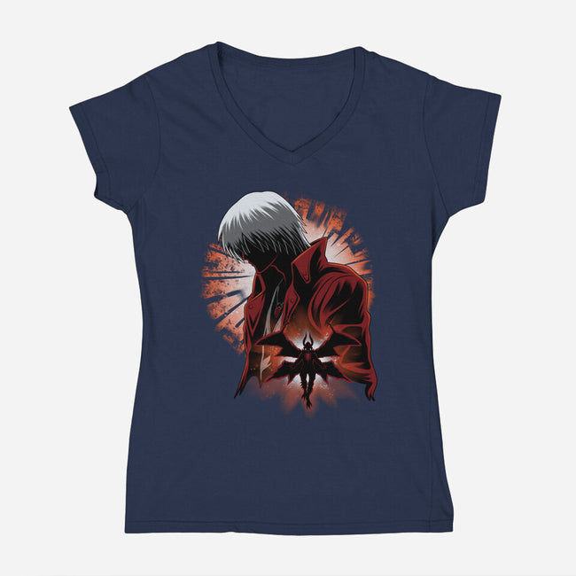 Demon Angel-Womens-V-Neck-Tee-rmatix
