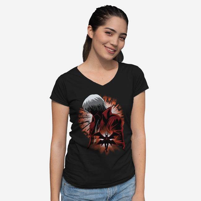 Demon Angel-Womens-V-Neck-Tee-rmatix