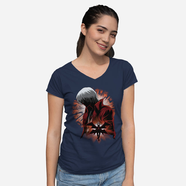 Demon Angel-Womens-V-Neck-Tee-rmatix
