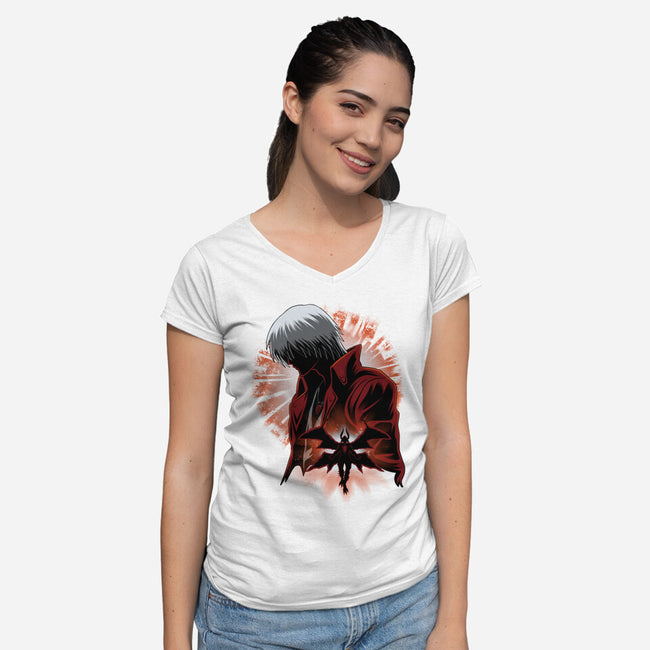 Demon Angel-Womens-V-Neck-Tee-rmatix