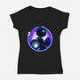 Blue Metal Hero-Womens-V-Neck-Tee-rmatix