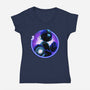 Blue Metal Hero-Womens-V-Neck-Tee-rmatix