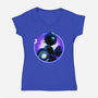 Blue Metal Hero-Womens-V-Neck-Tee-rmatix