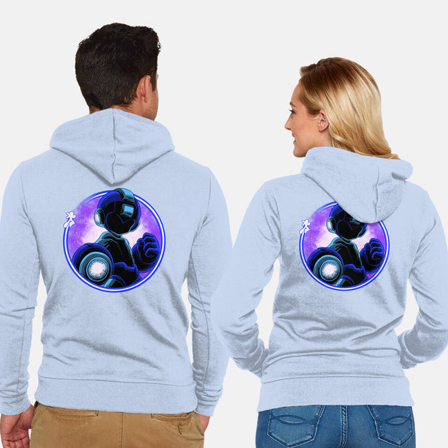Blue Metal Hero-Unisex-Zip-Up-Sweatshirt-rmatix