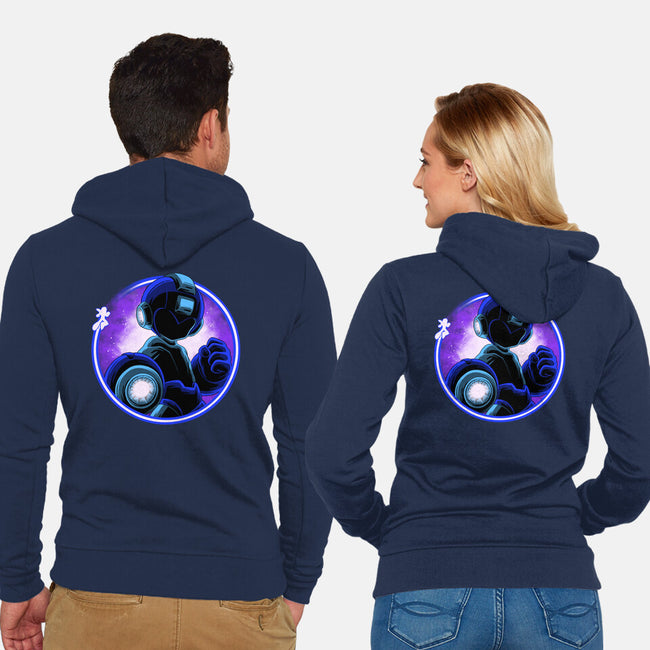 Blue Metal Hero-Unisex-Zip-Up-Sweatshirt-rmatix