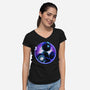 Blue Metal Hero-Womens-V-Neck-Tee-rmatix