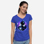 Blue Metal Hero-Womens-V-Neck-Tee-rmatix