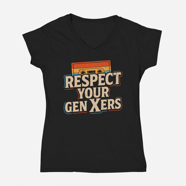 Respect Your Gen Xers-Womens-V-Neck-Tee-Boggs Nicolas