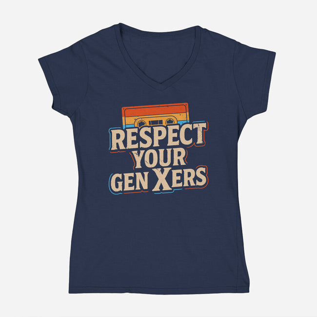 Respect Your Gen Xers-Womens-V-Neck-Tee-Boggs Nicolas