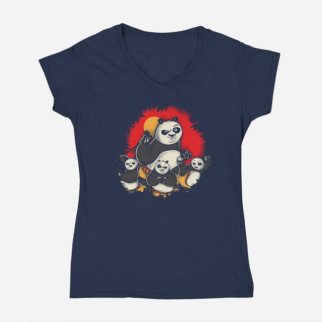 The Silly Panda-Womens-V-Neck-Tee-turborat14