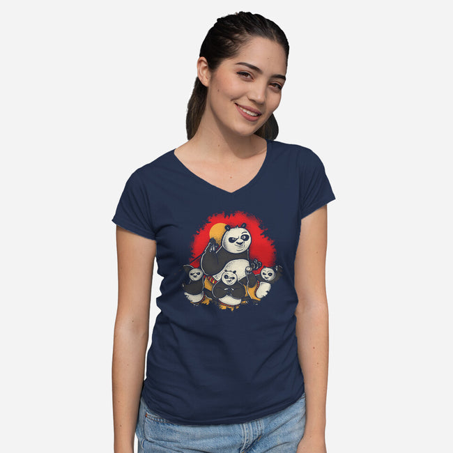 The Silly Panda-Womens-V-Neck-Tee-turborat14