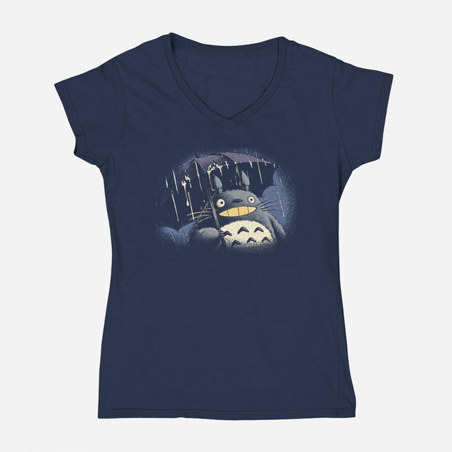 Rainy Day Guardian-Womens-V-Neck-Tee-Popnotic