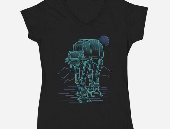 Neon Line-Art Armored Walker