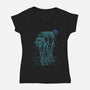 Neon Line-Art Armored Walker-Womens-V-Neck-Tee-Astrobot Invention