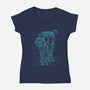 Neon Line-Art Armored Walker-Womens-V-Neck-Tee-Astrobot Invention
