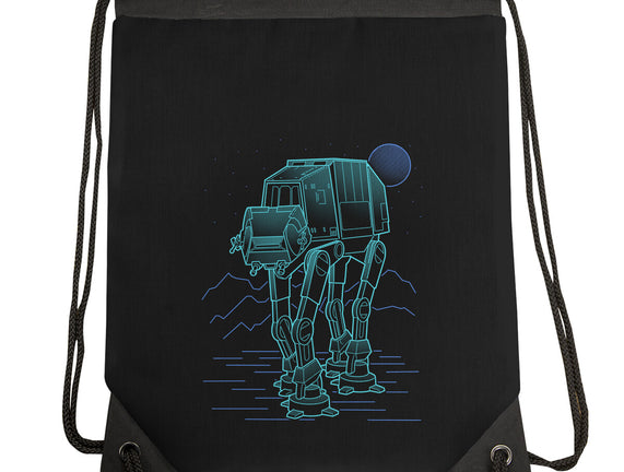 Neon Line-Art Armored Walker