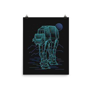 Neon Line-Art Armored Walker