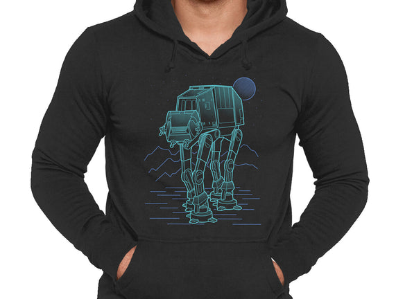 Neon Line-Art Armored Walker