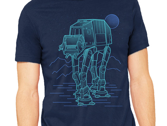 Neon Line-Art Armored Walker