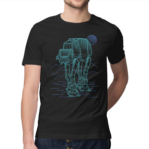 Neon Line-Art Armored Walker