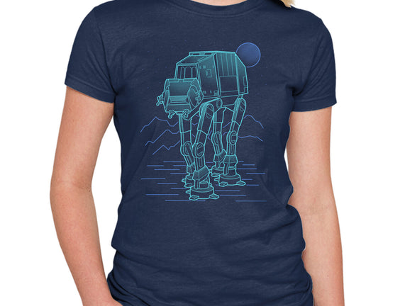 Neon Line-Art Armored Walker