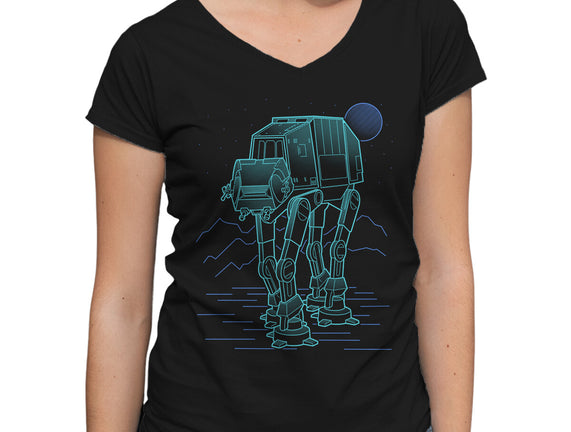 Neon Line-Art Armored Walker