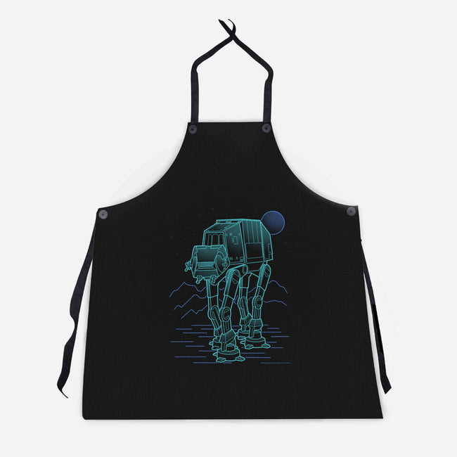 Neon Line-Art Armored Walker-Unisex-Kitchen-Apron-Astrobot Invention
