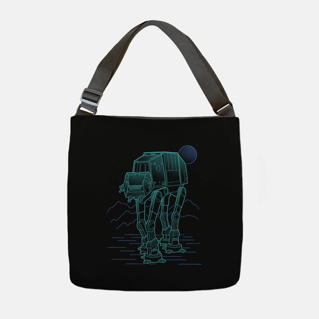 Neon Line-Art Armored Walker-None-Adjustable Tote-Bag-Astrobot Invention