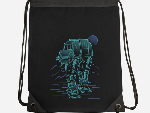 Neon Line-Art Armored Walker