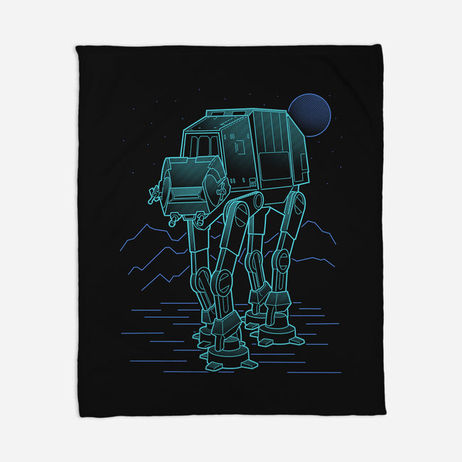 Neon Line-Art Armored Walker-None-Fleece-Blanket-Astrobot Invention
