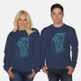 Neon Line-Art Armored Walker-Unisex-Crew Neck-Sweatshirt-Astrobot Invention