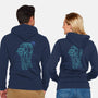 Neon Line-Art Armored Walker-Unisex-Zip-Up-Sweatshirt-Astrobot Invention