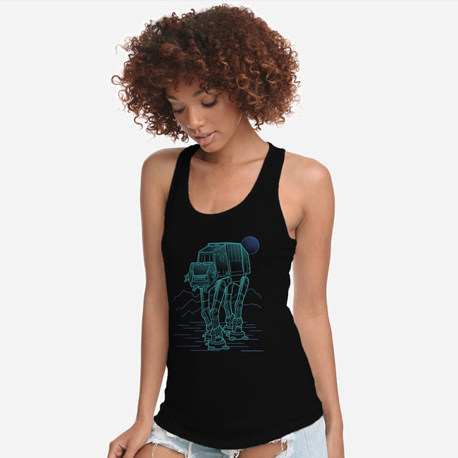 Neon Line-Art Armored Walker-Womens-Racerback-Tank-Astrobot Invention