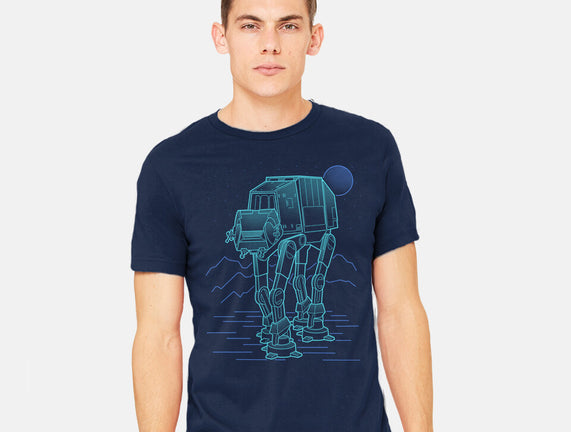 Neon Line-Art Armored Walker