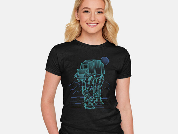 Neon Line-Art Armored Walker