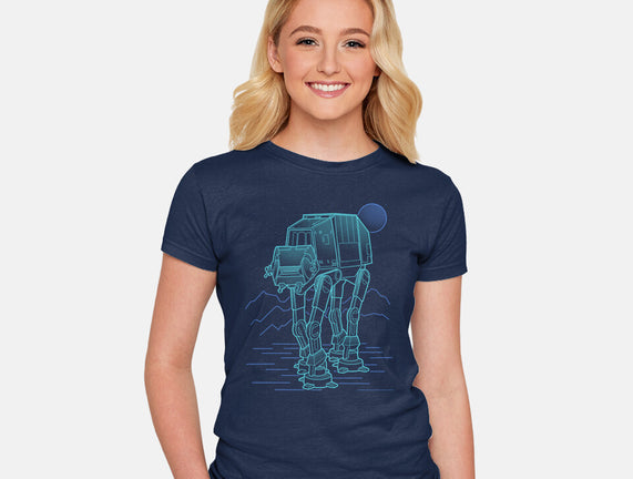Neon Line-Art Armored Walker